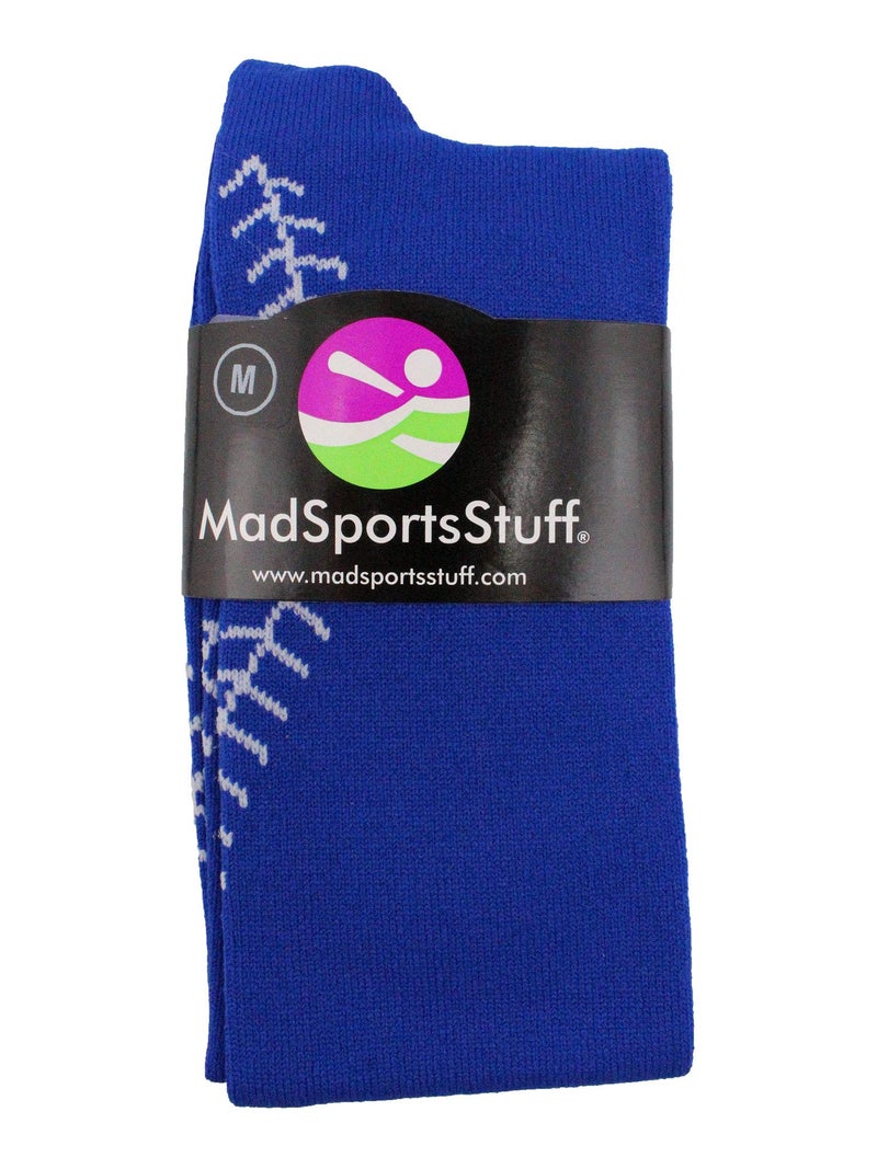 MadSportsStuff Softball Socks with Stitches Over the Calf (Royal/White, Medium) - Image 3